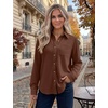 Zeagoo Womens Waffle Knit Shacket Collared Button Down Shirts Casual Long Sleeve Lightweight Blouses Tops with Pocket(Coffee)