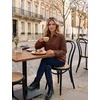 Zeagoo Womens Waffle Knit Shacket Collared Button Down Shirts Casual Long Sleeve Lightweight Blouses Tops with Pocket(Coffee)