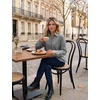 Zeagoo Womens Waffle Knit Shacket Collared Button Down Shirts Casual Long Sleeve Lightweight Blouses Tops with Pocket(Grey)