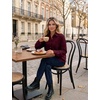 Zeagoo Womens Waffle Knit Shacket Collared Button Down Shirts Casual Long Sleeve Lightweight Blouses Tops with Pocket(Wine Red)