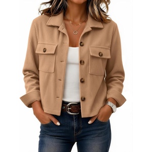 Zeagoo Womens Fashion Cropped Jacket Corduroy Button Down Long Sleeve Shirt | Crop Top, Trendy Outfits, Fall Winter Coats(Camel)