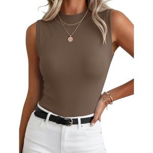 Zeagoo Womens Sleeveless Tops Turtleneck Sweater Business Casual Outfits | Mock Neck Tops for Women Slim Fit Tank Top Sleeveless Sweater Dressy Casual Basic Business Work Summer Outfits(Coffee)