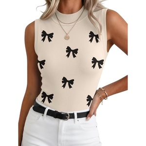 Zeagoo Womens Sleeveless Tops Turtleneck Sweater Business Casual Outfits | Mock Neck Tops for Women Slim Fit Tank Top Sleeveless Sweater Dressy Casual Basic Business Work Summer Outfits(Bow Khaki)