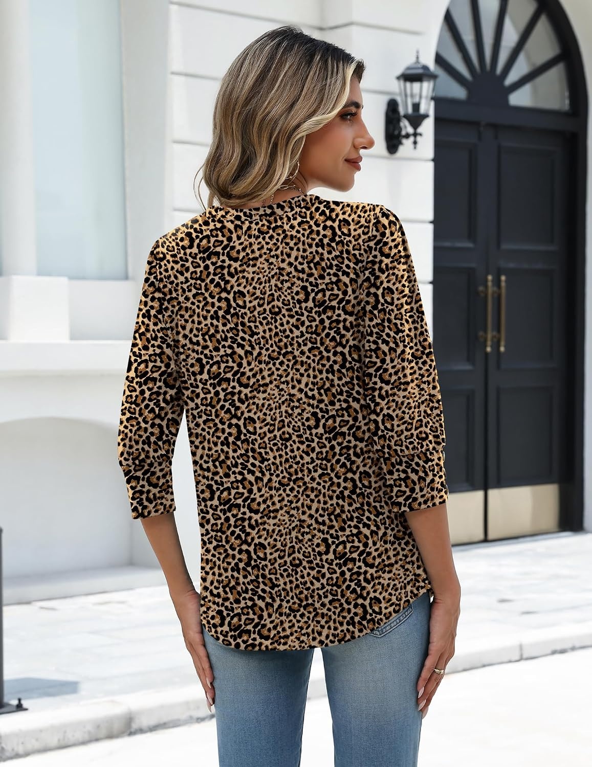 image:imageZeagoo Womens 34 Sleeve V Neck T Shirts Dressy Casual Tops Business Work Tops Going Out Blouse Early Fall Fashion Outfits Soft Basic Tee01an136