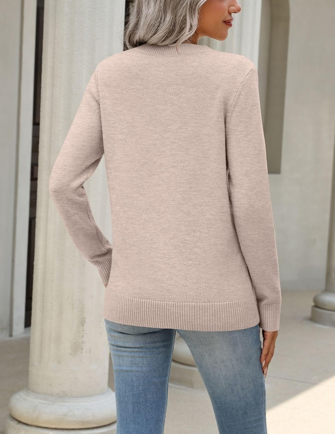 image:imageZeagoo Womens Wool Blend Sweater Crewneck Long Sleeve Tops Fashion Clothing Zeagoo Womens Wool Blend Crewneck Sweater Long Sleeve Soft Knit Pullover Lightweight Business Casual Black Fashion ClothingApricot