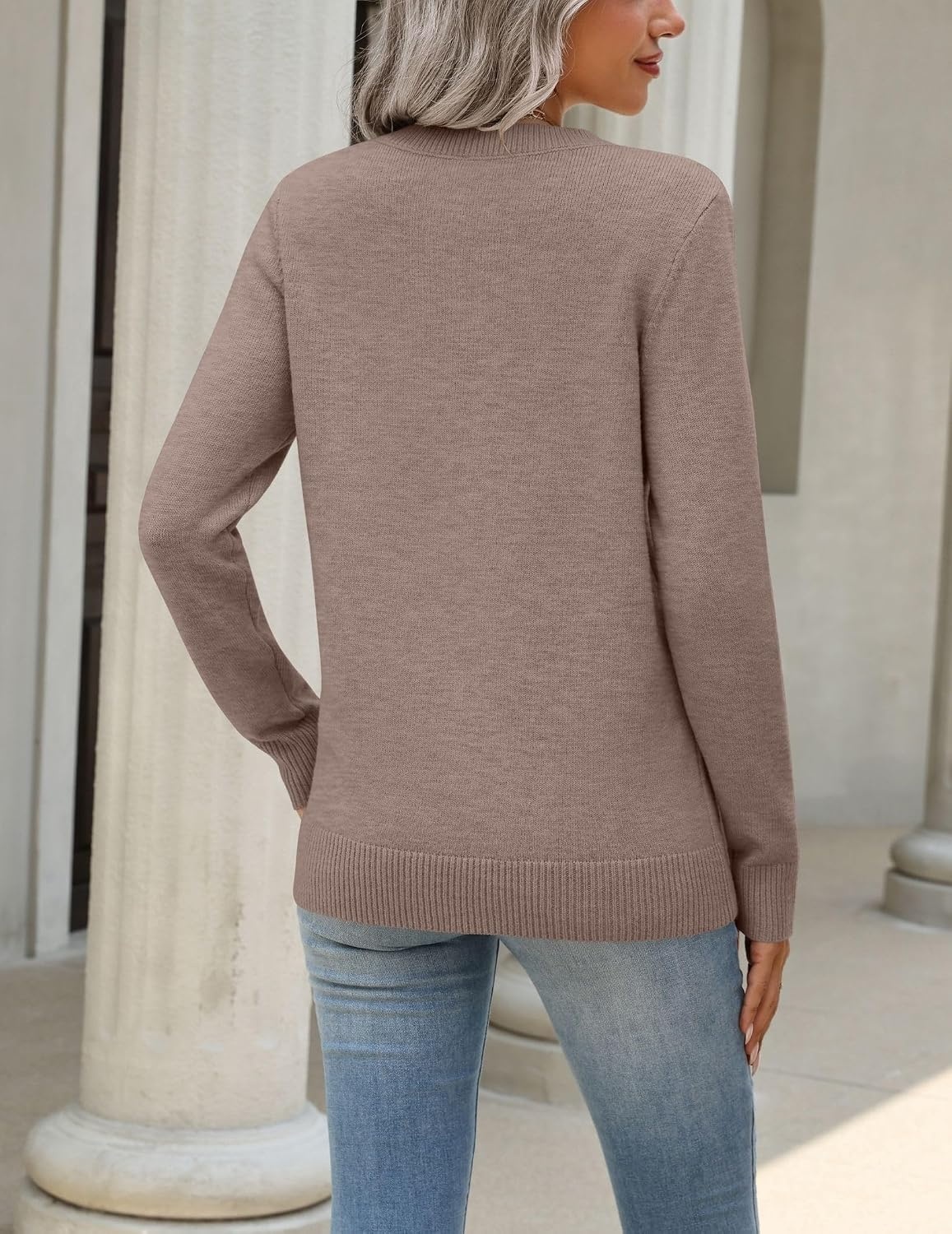 image:imageZeagoo Womens Wool Blend Sweater Crewneck Long Sleeve Tops Fashion Clothing Zeagoo Womens Wool Blend Crewneck Sweater Long Sleeve Soft Knit Pullover Lightweight Business Casual Black Fashion ClothingKhaki