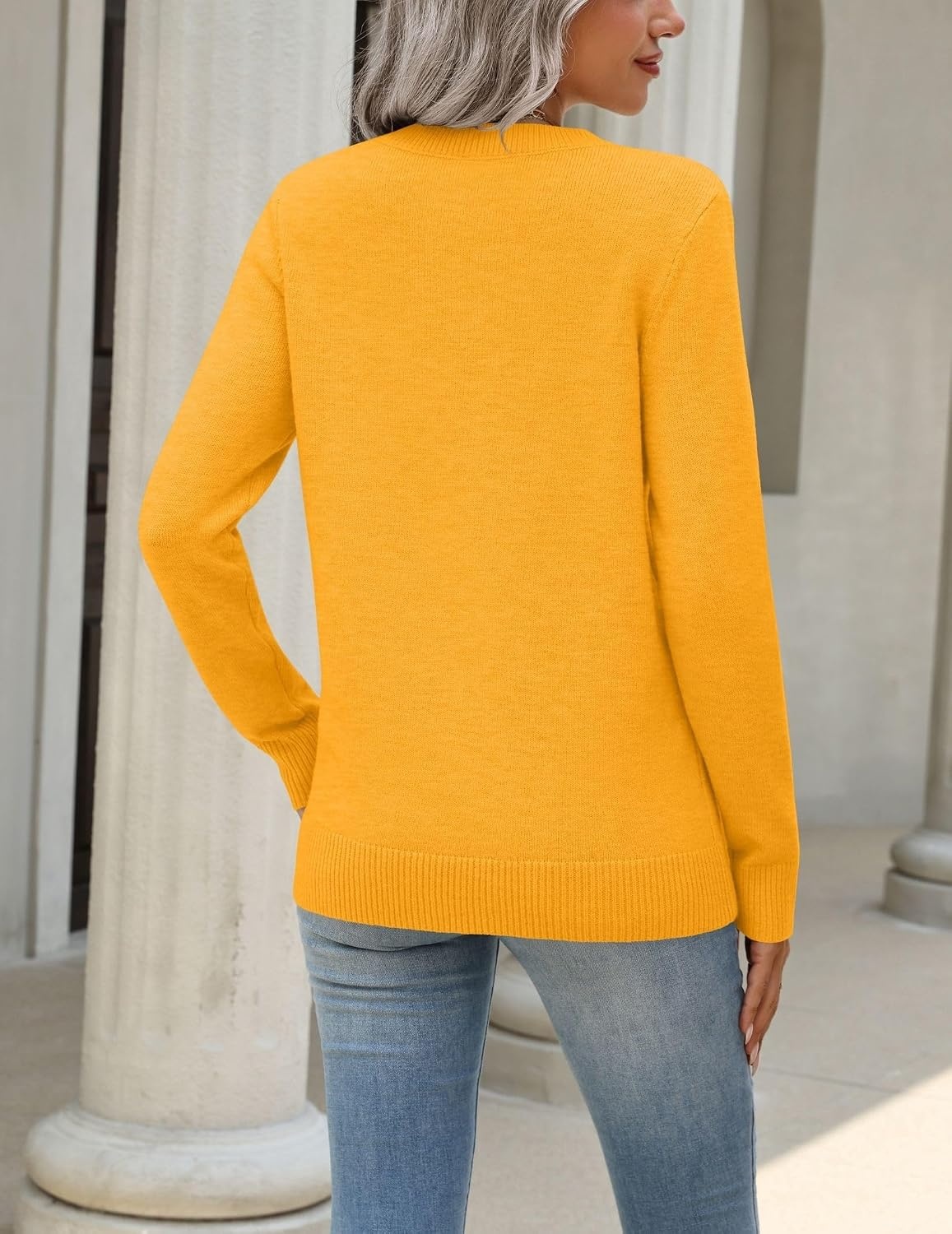 image:imageZeagoo Womens Wool Blend Sweater Crewneck Long Sleeve Tops Fashion Clothing Zeagoo Womens Wool Blend Crewneck Sweater Long Sleeve Soft Knit Pullover Lightweight Business Casual Black Fashion ClothingYellow