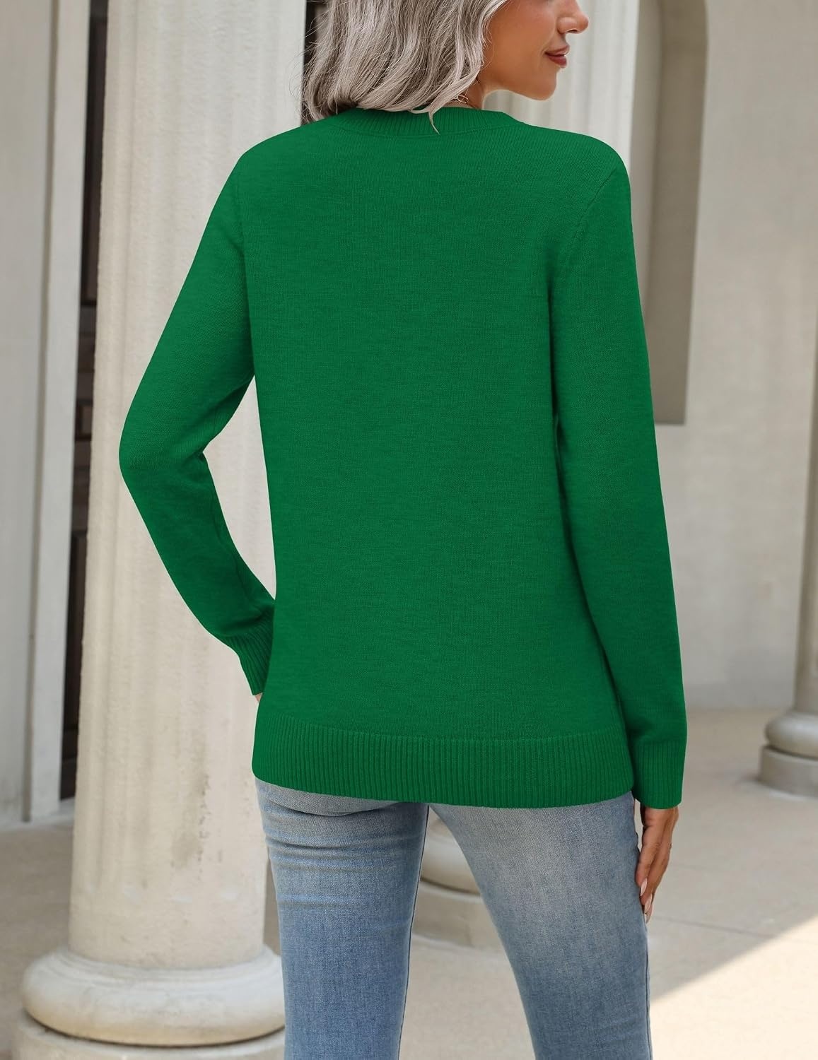 image:imageZeagoo Womens Wool Blend Sweater Crewneck Long Sleeve Tops Fashion Clothing Zeagoo Womens Wool Blend Crewneck Sweater Long Sleeve Soft Knit Pullover Lightweight Business Casual Black Fashion ClothingGreen