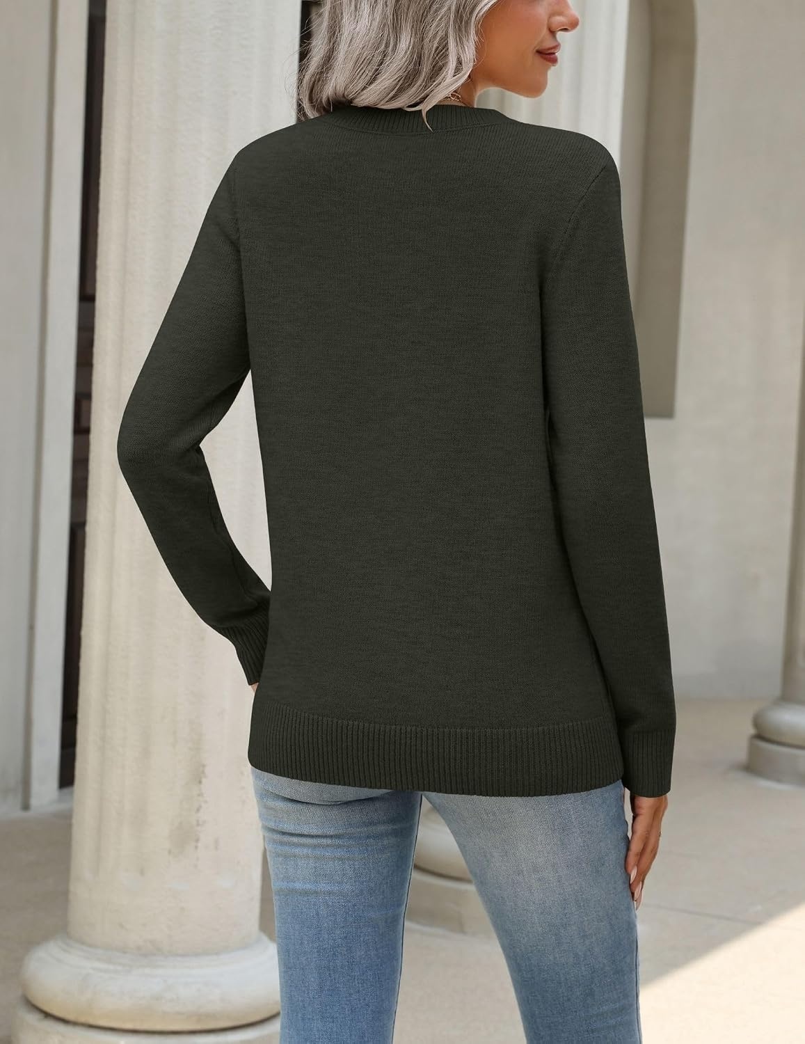 image:imageZeagoo Womens Wool Blend Sweater Crewneck Long Sleeve Tops Fashion Clothing Zeagoo Womens Wool Blend Crewneck Sweater Long Sleeve Soft Knit Pullover Lightweight Business Casual Black Fashion ClothingArmy Green