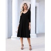 Zeagoo 3/4 Sleeve Women’s Dress Pleated Midi Dresses 2026 Floral T Shirt Dress with Pockets Casual Flowy A-Line Dresses(Black)
