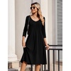 Zeagoo 3/4 Sleeve Women’s Dress Pleated Midi Dresses 2026 Floral T Shirt Dress with Pockets Casual Flowy A-Line Dresses(Black)