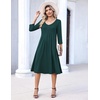 Zeagoo 3/4 Sleeve Women’s Dress Pleated Midi Dresses 2026 Floral T Shirt Dress with Pockets Casual Flowy A-Line Dresses(Dark Green)