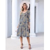 Zeagoo 3/4 Sleeve Women’s Dress Pleated Midi Dresses 2026 Floral T Shirt Dress with Pockets Casual Flowy A-Line Dresses(Ethnic Blue)