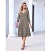 Zeagoo 3/4 Sleeve Women’s Dress Pleated Midi Dresses 2026 Floral T Shirt Dress with Pockets Casual Flowy A-Line Dresses(Floral Brown)