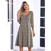 Zeagoo 3/4 Sleeve Women’s Dress Pleated Midi Dresses 2026 Floral T Shirt Dress with Pockets Casual Flowy A-Line Dresses(Floral Brown)
