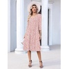 Zeagoo 3/4 Sleeve Women’s Dress Pleated Midi Dresses 2026 Floral T Shirt Dress with Pockets Casual Flowy A-Line Dresses(Pink White)