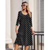 Zeagoo 3/4 Sleeve Women’s Dress Pleated Midi Dresses 2026 Floral T Shirt Dress with Pockets Casual Flowy A-Line Dresses(Polka Dots)