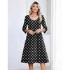 Zeagoo 3/4 Sleeve Women’s Dress Pleated Midi Dresses 2026 Floral T Shirt Dress with Pockets Casual Flowy A-Line Dresses(Polka Dots)