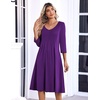 Zeagoo 3/4 Sleeve Women’s Dress Pleated Midi Dresses 2026 Floral T Shirt Dress with Pockets Casual Flowy A-Line Dresses(Purple)