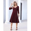 Zeagoo 3/4 Sleeve Women’s Dress Pleated Midi Dresses 2026 Floral T Shirt Dress with Pockets Casual Flowy A-Line Dresses(Red)