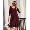 Zeagoo 3/4 Sleeve Women’s Dress Pleated Midi Dresses 2026 Floral T Shirt Dress with Pockets Casual Flowy A-Line Dresses(Red)