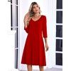 Zeagoo 3/4 Sleeve Women’s Dress Pleated Midi Dresses 2026 Floral T Shirt Dress with Pockets Casual Flowy A-Line Dresses(True Red)