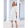 Zeagoo 3/4 Sleeve Women’s Dress Pleated Midi Dresses 2026 Floral T Shirt Dress with Pockets Casual Flowy A-Line Dresses(White)