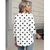 Zeagoo Button Down Shirts for Women 3/4 Sleeve Linen Cotton V Neck Tops Dressy Casual Loose Work Blouses(Polka Dots-jh592)