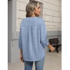 Zeagoo Button Down Shirts for Women 3/4 Sleeve Linen Cotton V Neck Tops Dressy Casual Loose Work Blouses(Stripes-tz273)