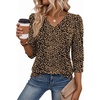 Zeagoo Womens 3/4 Sleeve V Neck T Shirts Dressy Casual Tops | Business Work Tops, Going Out Blouse, Early Fall Fashion Outfits, Soft Basic Tee(01-an136)