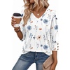 Zeagoo Womens 3/4 Sleeve V Neck T Shirts Dressy Casual Tops | Business Work Tops, Going Out Blouse, Early Fall Fashion Outfits, Soft Basic Tee(01-bf290)