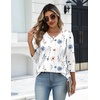 Zeagoo Womens 3/4 Sleeve V Neck T Shirts Dressy Casual Tops | Business Work Tops, Going Out Blouse, Early Fall Fashion Outfits, Soft Basic Tee(01-bf290)
