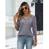 Zeagoo Womens 3/4 Sleeve V Neck T Shirts Dressy Casual Tops | Business Work Tops, Going Out Blouse, Early Fall Fashion Outfits, Soft Basic Tee(01-hf36)