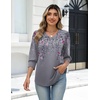 Zeagoo Womens 3/4 Sleeve V Neck T Shirts Dressy Casual Tops | Business Work Tops, Going Out Blouse, Early Fall Fashion Outfits, Soft Basic Tee(01-hf36)