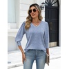 Zeagoo Womens 3/4 Sleeve V Neck T Shirts Dressy Casual Tops | Business Work Tops, Going Out Blouse, Early Fall Fashion Outfits, Soft Basic Tee(01-tz273)