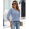 Zeagoo Womens 3/4 Sleeve V Neck T Shirts Dressy Casual Tops | Business Work Tops, Going Out Blouse, Early Fall Fashion Outfits, Soft Basic Tee(01-tz273)