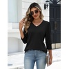 Zeagoo Womens 3/4 Sleeve V Neck T Shirts Dressy Casual Tops | Business Work Tops, Going Out Blouse, Early Fall Fashion Outfits, Soft Basic Tee(04-black)