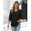 Zeagoo Womens 3/4 Sleeve V Neck T Shirts Dressy Casual Tops | Business Work Tops, Going Out Blouse, Early Fall Fashion Outfits, Soft Basic Tee(04-black)