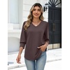 Zeagoo Womens 3/4 Sleeve V Neck T Shirts Dressy Casual Tops | Business Work Tops, Going Out Blouse, Early Fall Fashion Outfits, Soft Basic Tee(04-brown)