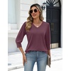 Zeagoo Womens 3/4 Sleeve V Neck T Shirts Dressy Casual Tops | Business Work Tops, Going Out Blouse, Early Fall Fashion Outfits, Soft Basic Tee(04-dark Red)