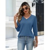 Zeagoo Womens 3/4 Sleeve V Neck T Shirts Dressy Casual Tops | Business Work Tops, Going Out Blouse, Early Fall Fashion Outfits, Soft Basic Tee(04-haze Blue)