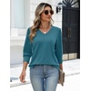 Zeagoo Womens 3/4 Sleeve V Neck T Shirts Dressy Casual Tops | Business Work Tops, Going Out Blouse, Early Fall Fashion Outfits, Soft Basic Tee(04-peacock Blue)
