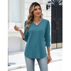 Zeagoo Womens 3/4 Sleeve V Neck T Shirts Dressy Casual Tops | Business Work Tops, Going Out Blouse, Early Fall Fashion Outfits, Soft Basic Tee(04-peacock Blue)