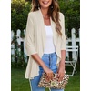 Zeagoo Women’s Open Front Cardigan 2026 Spring Summer Lightweight 3/4 Sleeve Draped Ruffles Cardigans S-3XL(Beige)