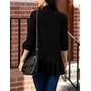 Zeagoo Women’s Open Front Cardigan 2026 Spring Summer Lightweight 3/4 Sleeve Draped Ruffles Cardigans S-3XL(Black)