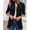 Zeagoo Women’s Open Front Cardigan 2026 Spring Summer Lightweight 3/4 Sleeve Draped Ruffles Cardigans S-3XL(Black)