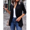 Zeagoo Women’s Open Front Cardigan 2026 Spring Summer Lightweight 3/4 Sleeve Draped Ruffles Cardigans S-3XL(Black)