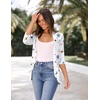 Zeagoo Women’s Open Front Cardigan 2026 Spring Summer Lightweight 3/4 Sleeve Draped Ruffles Cardigans S-3XL(Floral Blue)
