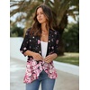 Zeagoo Women’s Open Front Cardigan 2026 Spring Summer Lightweight 3/4 Sleeve Draped Ruffles Cardigans S-3XL(Floral Pink)