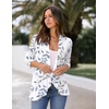 Zeagoo Women’s Open Front Cardigan 2026 Spring Summer Lightweight 3/4 Sleeve Draped Ruffles Cardigans S-3XL(Floral White)
